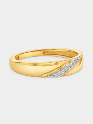 Yellow Gold Diamond Diagonal Wedding Band