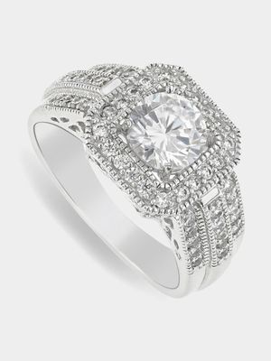 Cheté Sterling Silver & Cubic Zirconia Vintage Square Crown Ring