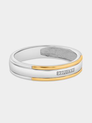 Yellow Gold & Sterling Silver Earth Grown Diamond Wedding Band