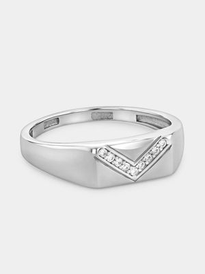 Sterling Silver Cubic Zirconia Men’s Geometric Flat Top Ring