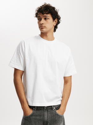 Men's Cotton On White Cropped Fit T-Shirt