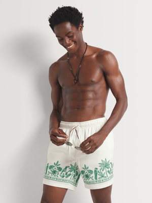 Men's Markham Novelty Boarder Print Green/Milk Swimshort