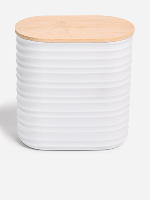 Jet White Wave Ribbed Medium Canister