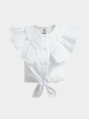 Jet Younger Girls White Frill Top