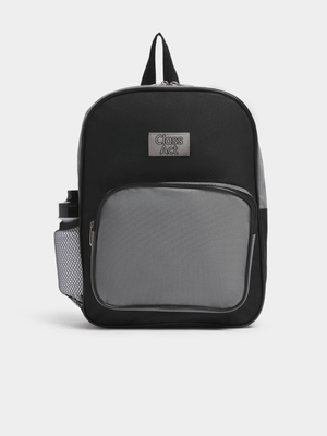 Jet Kids Black/Grey School Bag & Small Bottle