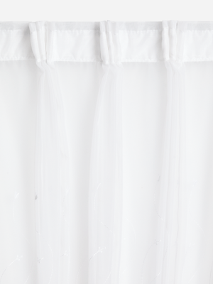 Jet Home White Embroidered Voile Rose Link Curtains