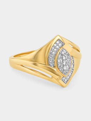 Yellow Gold White Sapphire Marquise Cluster Ring