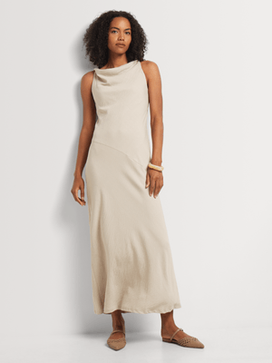 Textured Draped Column Dress