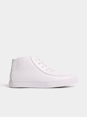 Fabiani Men's White Leather Apron Piping High Top Sneaker