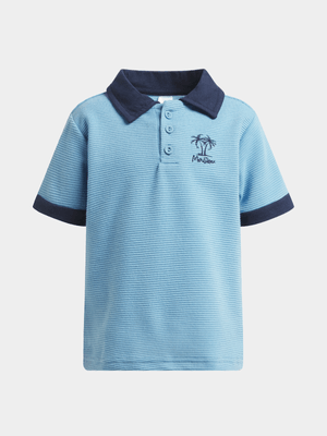 Jet Younger Boys Blue Ottomon Golf Shirt