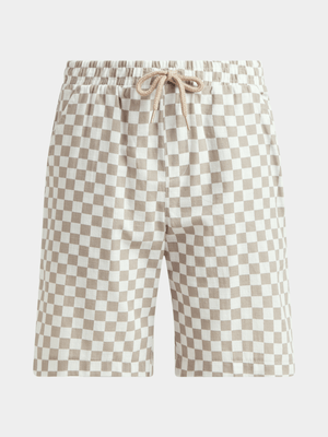 Jet Younger Boys Cream/Stone Checkered Shorts