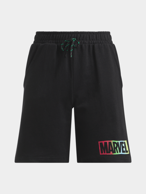 Jet Younger Boys Black Marvel Fleece Shorts