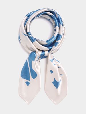 Women's Blue & Natural Satin Scarf