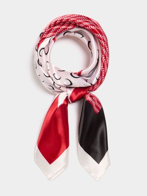 Women's Red & Black Satin Scarf