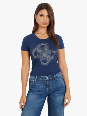 Women's Guess Blue 4G Logo T-Shirt