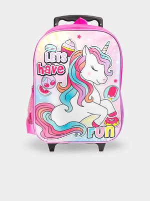 Sweet Unicorn Pink Trolley Bag