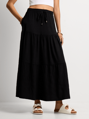 Jet Women's Black Tiered Skirt