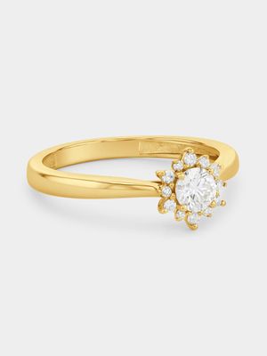 Yellow Gold 0.3ct Lab Grown Diamond Snowflake Halo Ring