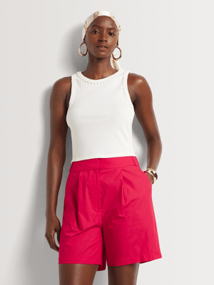 SHORT POPLIN BERMUDA BROAD WAISTBAND PINK