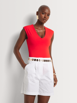 SHORT POPLIN BERMUDA BROAD WAISTBAND WHITE