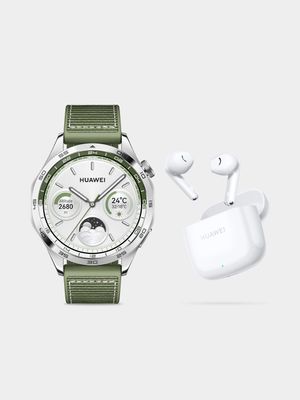 Huawei Watch GT 4 46mm Green Fabric Strap Bundle (free earbuds)