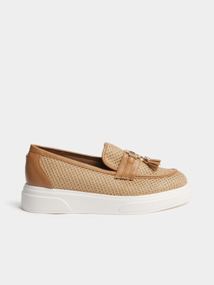 Luella Raffia Tassel Flatform Sneakers