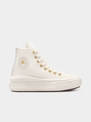 Junior Grade-School Converse Chuck Taylor All Star Move Tonal Canvas Beige/Gold Sneakers