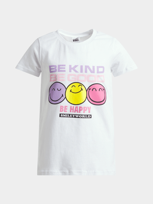 Jet Younger Girls White Smiley T-Shirt