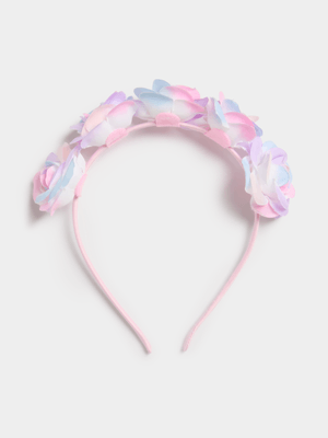 Jet Younger Girls Pink Dainty Flower Aliceband