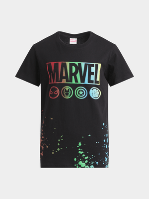 Jet Younger Boys Black Marvel T-Shirt