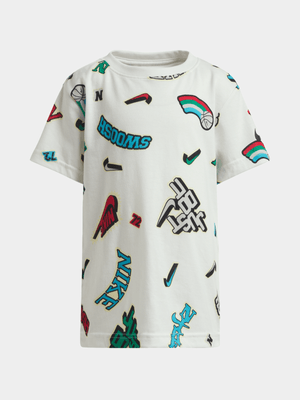 Nike Kids Boys Varzity All Over Print White T-Shirt