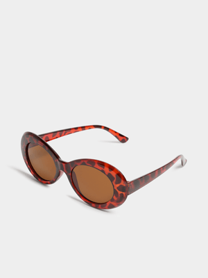 Jet Women's Brown Leopard Round Cat Eye Sunglasses