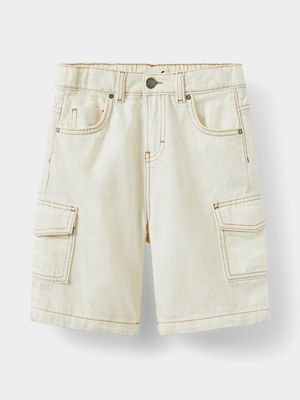 Cotton On Kids Cream Boy Super Baggy Shorts