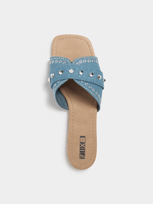 Women's Blue Denim Bow Sandals