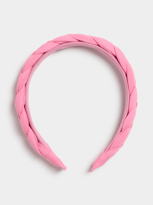 Jet Younger Girls Pink Braided Chunky Aliceband