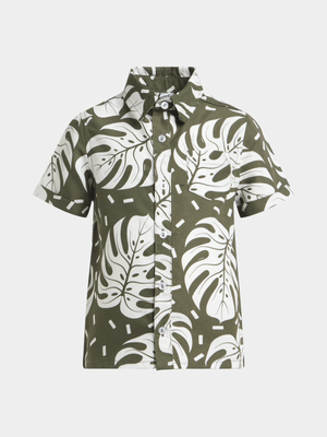 Jet Younger Boys Green/White Palm Leaf Shirt