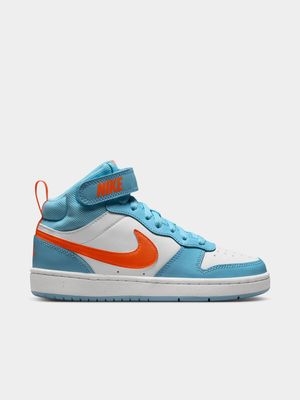 Junior Grade-School Nike Court Borough 2 Blue/Orange/White Mid Sneakers