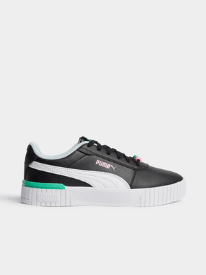 Junior Grade-School Puma Carina 2.0 Pearls Black/White/Green/Pink Sneakers