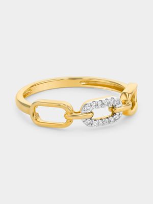 Yellow Gold Lab Grown Diamond Chain Link Anniversary Ring