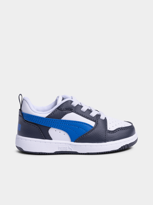 Junior Puma Rebound V6 White/Navy Sneaker