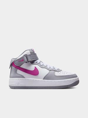 Nike Junior Air Force 1 Mid Grey/Pink/White Sneaker