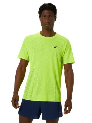 Mens Asics Metarun Yellow Short Sleeve Top