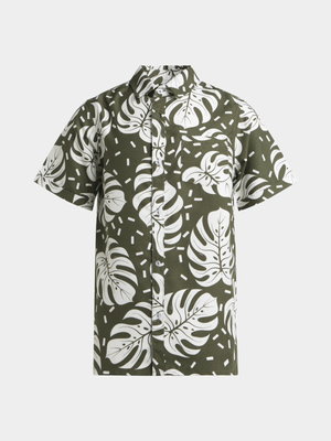 Jet Younger Boys Green/White Palm Leaf Shirt