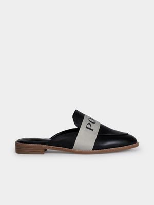 Women's Polo Black Tape Mules