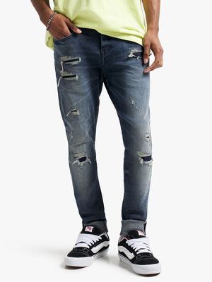 Redbat Men's Dark Blue Super Skinny Jeans