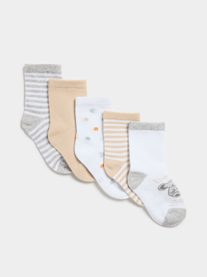 Jet Baby Grey/Stone 5 Pack Elephants Socks