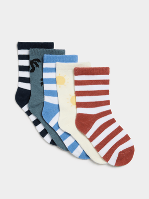 Jet Infant Boys Multicolour 5 Pack Socks