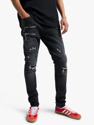 Redbat Men's Black Wash Super Skinny Jeans