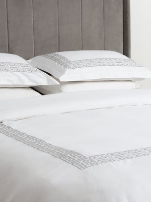 Guest House Athena Embroidered Duvet Cover Set Silver