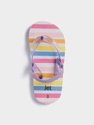 Jet Younger Girls Lilac Stripe Flip Flops